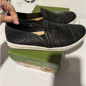 Black Soft Leather slip ons. Size 8. Great shape